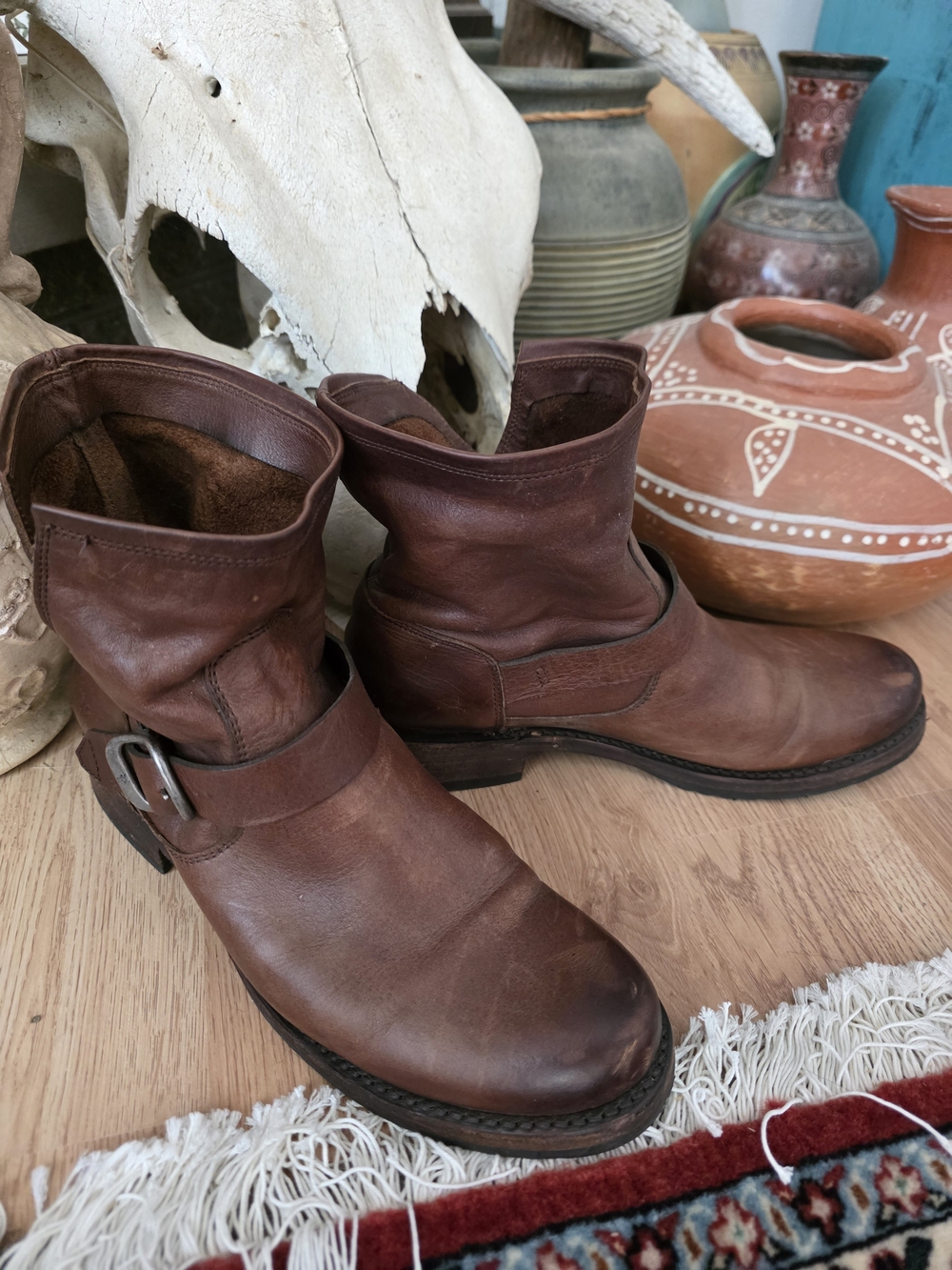 Frye Women's Brown Leather Harness Boots